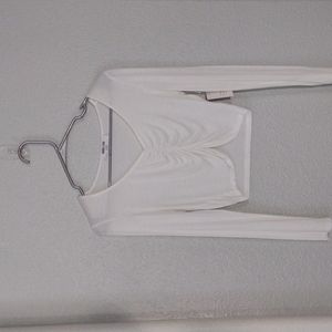 Off White Long Sleeve Crop Top